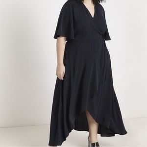 Eloquii Flare Sleeves Maxi Wrap Dress. Size 22. Black